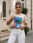 Dámske bavlnené tričko s potlačou KINDBE peach FashionStreet RY2615 L/XL
