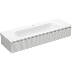 MEXEN/S - Rivel kúpeľňová skrinka 140 cm s umývadlom Vela, 1 šuplík, reliéf, šedá mat/biela mat 91A20-14023-1-BF62-W23M01