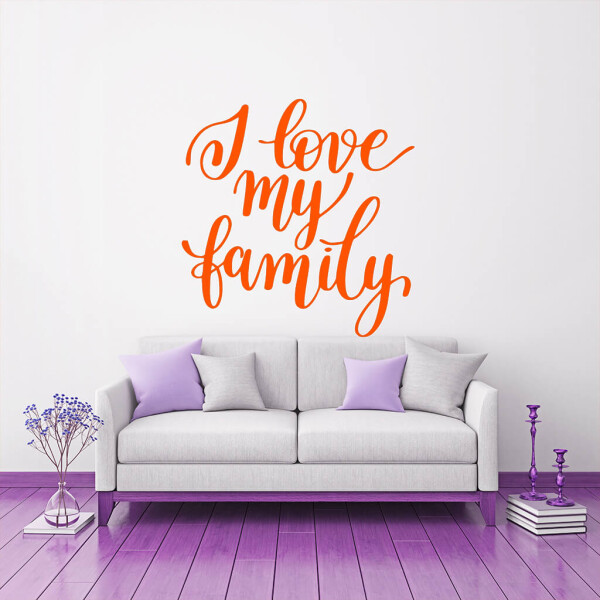Veselá Stena Samolepka I love my family Farba: oranžová, Veľkosť: 80 x 82 cm
