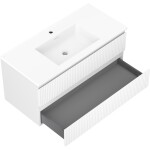 MEXEN/S - Rivel kúpeľňová skrinka 100 cm s umývadlom Otis, 2 zásuvky, reliéf, biela mat 91A20-10047-2-BFF01-W18M01