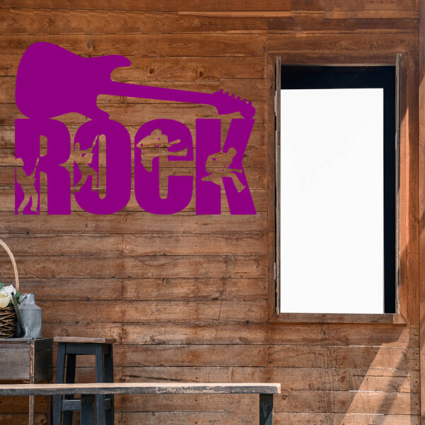 Veselá Stena Samolepka Nápis ROCK Farba: fialová, Veľkosť: 100 x 67 cm
