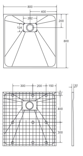 BESCO - Štvorcová sprchová vanička VEXO - biela - Farba - Biela, Nožičky k vani - Bez nožičiek, Rozmer A - 80, Rozmer B - 80 VANKVEX80CTVERW