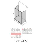 CERANO - Trojstenný sprchovací kút Varone POINT UL/P - 6 mm - čierna matná, grafitové sklo - 130x70x195 - posuvný CER-8050BD7815