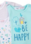 Dojčenské tričko 3pack, Minoti, Snail 10, modrá - 56/62 | 0-3m