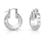 Guess Oceľové náušnice kruhy s kryštálmi Hoops Don`t Lie JUBE01487JWRHT/U