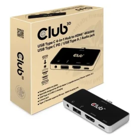 Club3D CSV-1591 USB-C 4v1 Hub čierna / HDMI/4K @ 60Hz / 1x USB-A / 3.5mm jack / USB-C / PD (CSV-1591)