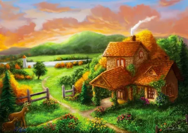ENJOY Puzzle Chalúpka za súmraku