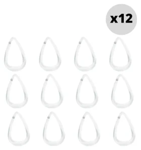 Spirella DROP biela / Sada 12 ks krúžkov na sprchový záves / k-resin / priemer 5,5 x 3,5 cm