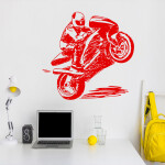 Veselá Stena Samolepka Kreslený motorkár Farba: béžová, Veľkosť: 60 x 63 cm