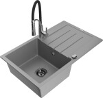 MEXEN/S MEXEN/S - Bruno granitový drez s odkvapkávačom vrátane batérie Aster, šedá 6513-71-73450-07-B