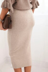 Dámska viskózna ceruzková sukňa s elastickým pásom tmavo béžová UNI
