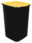 Belli e Forti odpadkový kôš RECYCLING čierny, žlté veko / Odpadkový kôš na triedený odpad / 50 l / triedenie plastov