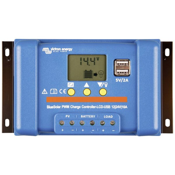 Victron Energy Blue-Solar PWM-LCD&USB solárny regulátor nabíjania PWM 12 V, 24 V 10 A; SCC010010050