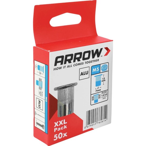 Arrow Tool Group 762614 slepá nitovacie matice (Ø x d) 7 mm x 13 mm M5 hliník hliník RN M5 7 x 13 ALU 50ST 50 ks; 762614