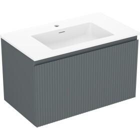 MEXEN/S - Rivel kúpeľňová skrinka 80 cm s umývadlom Otis, 1 šuplík, reliéf, grafit mat/biela mat 91A20-08047-1-BF66-W18M01
