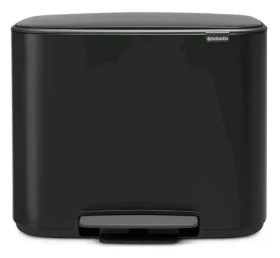 Brabantia Bo Pedálový odpadkový kôš na triedený odpad 11 + 23 L čierna / 54 x 44 x 36.3 cm (121227)