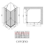CERANO - Sprchovací kút Marino Duo Ľ/P - 6 mm - chróm, transparentné sklo - 90x90x190 - pántový CER-422910