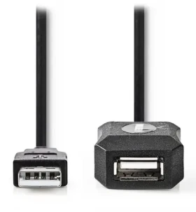 Nedis USB-A čierna / Kábel USB / Aktívny predlžovací / USB 2.0 / 5 m (CCGL60EXTBK50)