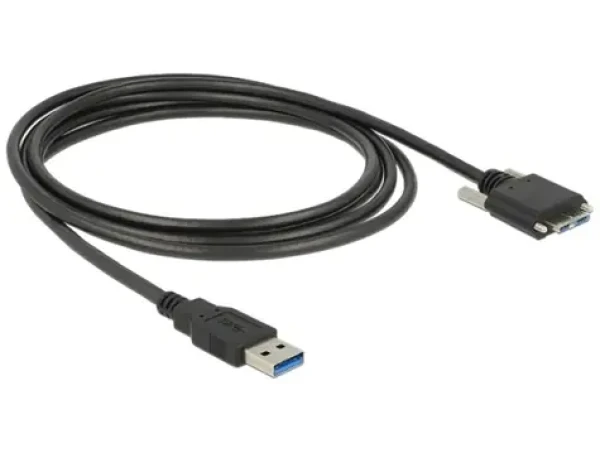 DeLock Micro-USB - USB-A 1 m čierna / Kábel USB 3.0 / krídlové skrutky (83597)