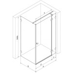 MEXEN/S - Lunar T sprchovací kút dvere krídlové pravá 135 x 110, transparent, čierna 834T-135-110-70-00-P