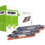 KMP H-T149CMY toner kombinované balenie náhradný HP 126A, CE311A, CE312A, CE313A zelenomodrá, purpurová, žltá 1000 Seiten kompatibilná náplň do tlačiarne; 1226,0030