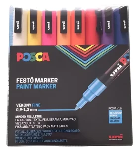 POSCA PC- 3M / Akrylový popisovač / sada 16 farieb / hrot 0,9-1,3 mm (2UPC3M16DB)