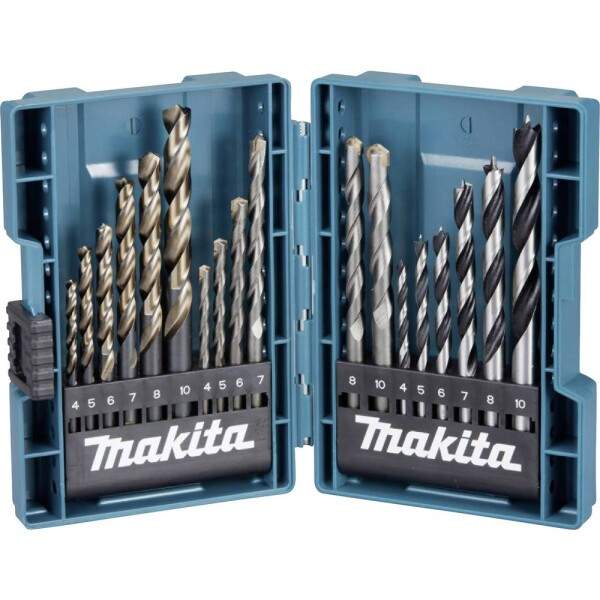 Makita B-49432 Makita - Bohrersatz - 18 Stücke - 5 mm, 6 mm, 7 mm, 8 mm, 10 mm, 4 mm 18-dielna univerzálny sortiment vrtákov; B-49432