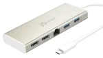 J5Create USB-C Dual HDMI Multi Dock biela / Dokovacia stanica / 2x HDMI / 3x USB-A / RJ-45 / hliník (JCD381-N)