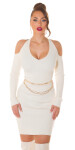 Sexy Neck-knit dress with Cut outs BEIGE Einheitsgroesse