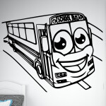 Veselá Stena Samolepka School bus Farba: zelená, Veľkosť: 60 x 48 cm