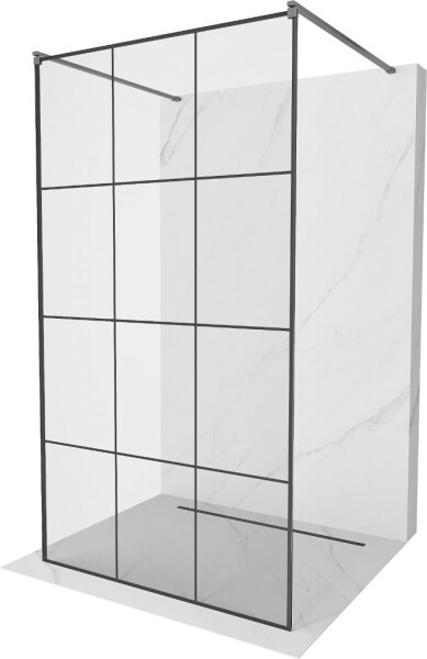 MEXEN/S - Kyoto samostatne stojaca sprchová zástena 110 x 200, čierna vzor 8 mm, grafit metal 800-110-002-95-77