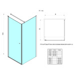 AQUALINE - PILOT štvorcová sprchová zástena 800x800 Brick sklo PT080-01