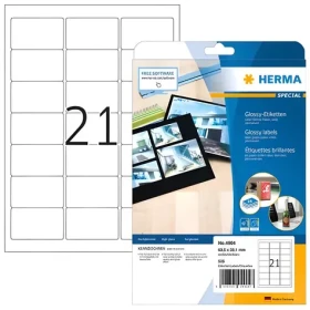 Herma etikety 63,5x38,1 mm biela lesklý papier / Etikety / A4 / laser / permanentný / 525 ks (4904)