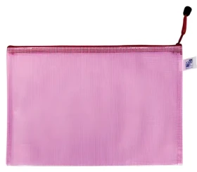 KARTON P+P Obálka so zipsom sieťovaná A5 ružová / Obálka / Plast / Zip / 23 x 17 cm (2-319)