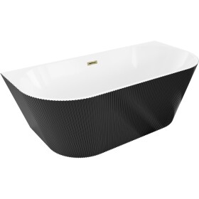 MEXEN/S - Oris voľne stojaca vaňa nástenná reliéf 170 x 80, biela/čierna, sifón a prepad zlatá 52871708075-50