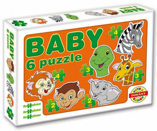 DOHÁNY Baby puzzle Zvieracie hlavičky 6v1