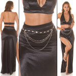 Sexy Bodychain / chain belt with rhinestones silver Einheitsgroesse