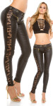 Sexy KouCla leatherlook trousers with lace black