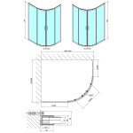 POLYSAN - EASY BLACK štvrťkruhová sprchová zástena 1000x800, L/R, číre sklo EL2915B