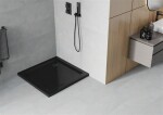MEXEN/S - Flat sprchová vanička štvorcová slim 90 x 90, černá + čierny sifón 40709090B