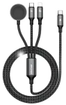 AWEI W23 3v1 čierna / Nabíjací kábel / USB-C / Lightning / pre hodinky / 1,2 m / 100W (W23)