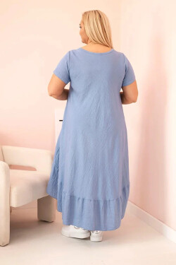 Dámske plus size šaty s krátkymi rukávmi a volánom z ľahkej viskózy UNI
