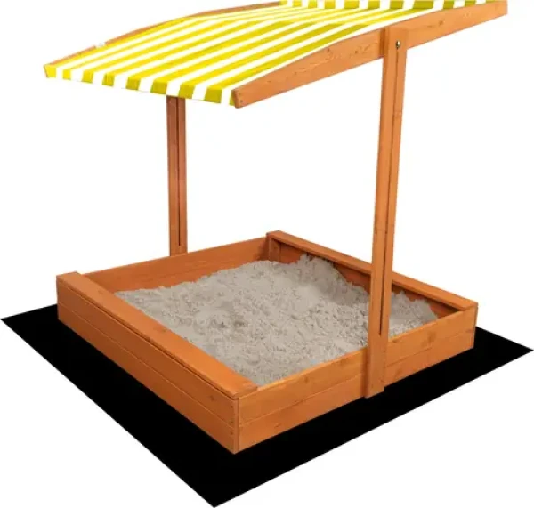 Sand Tropic Drevené pieskovisko so strieškou 120x120cm (impregnované) žlto-biela