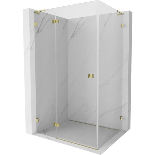 MEXEN/S - Lunar L sprchový kút dvere krídlové ľavá 75 x 90, transparent, zlato 834L-075-090-50-00-L