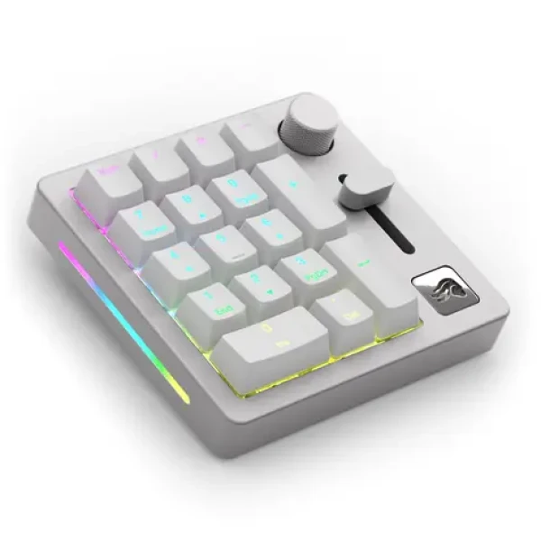 Glorious GMMK Wireless Numpad - Fox Linear - šedá/biela / Numerická bezdrôtová klávesnica / BT 5.0 / USB-C / RGB (GLO-GMMK-NP-FOX-W)