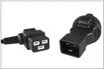 PremiumCord Adaptér IEC C20(M) - SCHUKO CEE 7/3(F) čierna / Redukcia / max. 16 A / 250 V (kpsr-03)