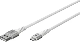 Goobay biela / Dátový kábel / USB-A - Lightning / textilné opletenie / kovové konektory / 2 m (74512)