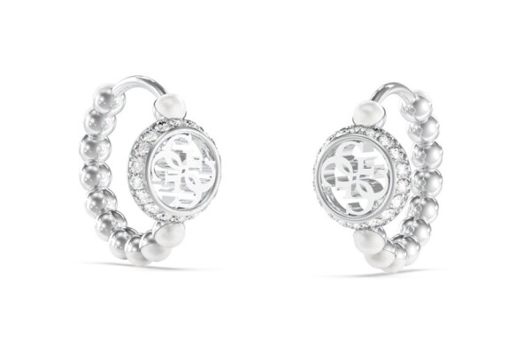 Guess Jedinečné kruhové náušnice s perličkami Tiny Pearly JUBE05518JWRHT/U