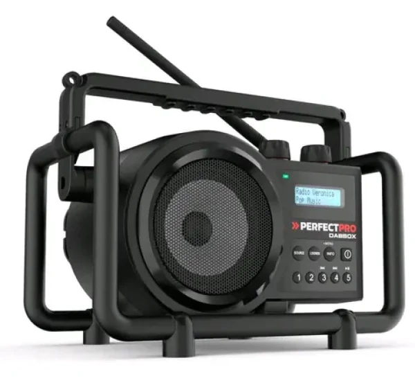 PerfectPro DABBOX čierna / Kombinované stavebné rádio / 4xLR14 / FM / DAB+ / AUX / BT / bez batérií (DBX3)