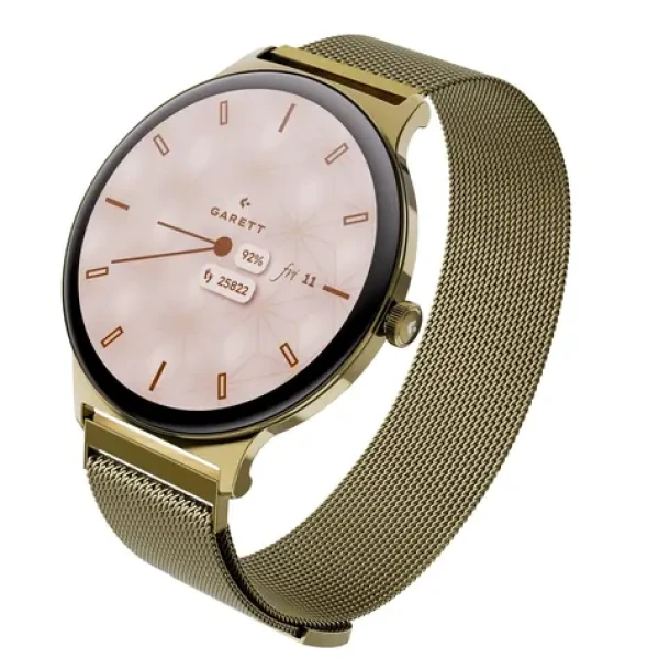 Garett Verona 2 zlatá / Chytré hodinky / AMOLED / Bluetooth hovory / IP68 / MESH remienok (VERONA_2_MESH_GLD)